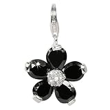 charms SilberDream 925 Sterling Silber Charm Blume schwarz Anhänger für Ketten Armband Ohrring FC4115 Erfahrungsbericht