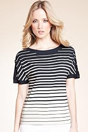 Classic Collection Slash Neck Striped Jersey Top