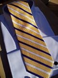 Kelly-Poly Woven Yellow and Blue Diagonal Stripe