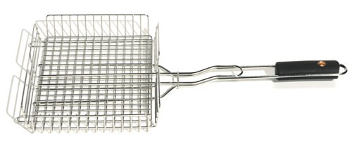 Outset QS73 Stainless Steel Grill Basket with Soft-Grip Handle