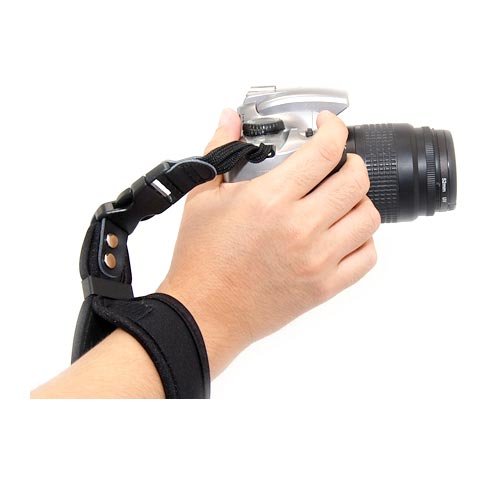 Dragonne néoprène noire Kaavie pour appareils photo SLR et DSLR - par exemple pour Canon EOS 1000D 500D 450D 50D, 40D, Nikon D5000 D3000 D90, Sony Alpha A900 A850 A550 A500 etc.