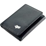 Fox Racing Leather Trifold Mens Casual Wallet w/ Free B&F Heart Sticker - Black / One Size