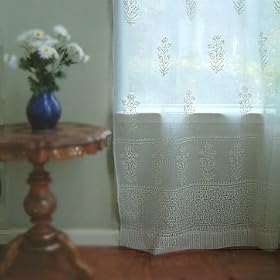Tulip Mist ~ Elegant White Tab Top Cotton Sheer Curtain Panel 63x46 by Saffron Marigold