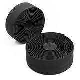 RHX 2 Bike Bicycle Cycling Cork Handlebar Tape Wrap +2 Bar Plug Waterproof Black