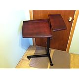 Rolling Activity Table. Split Top, Adjustable, Portable, Mahogany Top