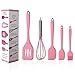 Hillento Silicone Kitchen Utensil Set Kitchenware 5PCS Silicone Kitchen Utensils Set Spatulas Brush Cooking Tools, Easy to Use & Clean, Pink