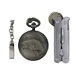 Bass Fish Quartz Pocket Watch with Matching Chain Multi Tool
