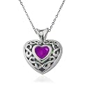 Sterling Silver Amethyst Heart Pendant, 18"