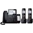 Panasonic KX-TG6672B DECT 6.0 Corded/Cordless Phone with Digital Answering System, Black, 2 Handsets