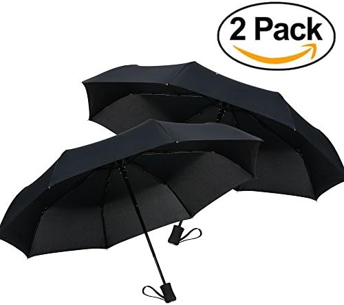 Umbrella with auto open / close function - best compact, lightweight, durable, foldable, automatic - windproof tested for everyday use and travel, 2 pack