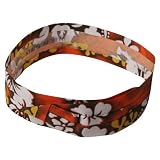 Pleated Fabric Print Hat Bands - W Flower Orange W12S19D