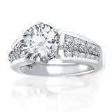 Bling Jewelry Sterling Silver CZ Princess Cut Round Cut Side Stones Engagement Ring 3ct Size 8
