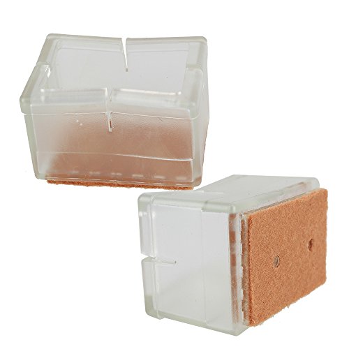 Rectangular Transparent Silicon Gel Chair Leg Caps Feet Pads Furniture