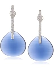 Sterling Silver Synthetic Blue Cat Eye and Cubic Zirconia Earrings
