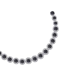 5.0ctw 16.25" Black Diamond Flower Necklace 14K White Gold
