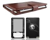 Bundle Monster Kindle 2 Genuine Leather Case Cover Jacket + Skin Sticker + Screen Protector Ebook Accessories Combo - Fit 2nd Generation 6\" Display