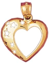 Dazzlers Solid 14k Gold Heart Charm Pendant Available in three colors from jewelsberry (weights: 1.5 grams only)