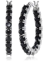 Sterling Silver Black Spinel Small Hoop Earrings