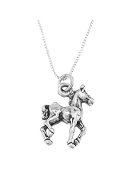 Sterling Silver One Sided Walking Horse Necklace