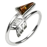 Natural Honey Amber and Sterling Silver Arrow Ring Sizes 5,6,7,8,9,10,11,12