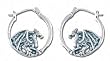 Solid Sterling Silver Dragons Hoop Earrings