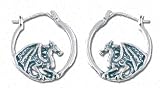 Solid Sterling Silver Dragons Hoop Earrings