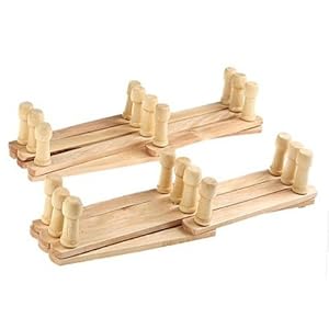 Set Of 2 Wood Expandable Hat Cap Belt Umbrella Wall Racks w/ Pegs