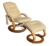 Aosom Faux Suede Heated / Vibrating Massage Chair w/ Ottoman - Cream White