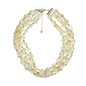 Genuine Mother-of-Pearl Multi-Strand Floral Necklace