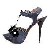 Produkt-Bild: Damen Schuhe, PUMPS, SANDALETTEN PLATEAU HIGH HEELS, YK2123, Synthetik in hochwertiger Lack Leder Optik und Textil