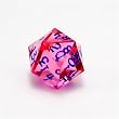 GameScience Translucent Precision Laser Red d20 Dice, hand-inked
