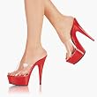 6 Inch Sexy High Heel Shoes Spiked Heels Mid Platform Slide Red