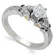Two Tone Trendy Diamond Engagement Ring (Center stone is not included)