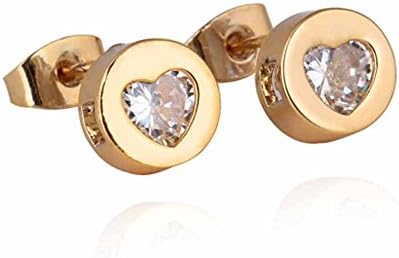 GoodShoop 18K Gold Filled Earring CC Brand New Elegant Gold Plated Inlay Crystal Heart Design Small Earrings Women Gift