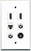 RiteAV - 2 HDMI 2 Port Coax Cable TV- F-Type 1 Port Toslink 1 Port Cat5e Ethernet White Wall Plate