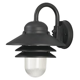 Adjusta-Post Nautical Outdoor One-Light Downward Wall Sconce, Black with Clear Prismatic Acrylic Globe #S75VC-PL13-BK