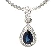 14K White Gold Sapphire and Diamond Pendant