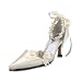 Satin upper Mid Heel Pumps Closed-toes Alternate Ankle-Straps With Rhinestone Wedding Bridal Shoes,Ivory,Size 9 US