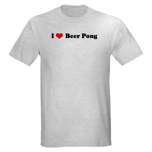 I Love Beer Pong - Ash Grey T-Shirt Beer Light T-Shirt by CafePress