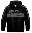 Harley-Davidson&reg; Men's Prestige Hooded Pullover Sweatshirt. Patches on sleeves and appliqu&eacute; graphics on front. 99128-10VM