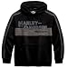 Harley-Davidson&reg; Men's Prestige Hooded Pullover Sweatshirt. Patches on sleeves and appliqu&eacute; graphics on front. 99128-10VM