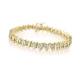 14K Yellow Gold Diamond S-Link Tennis Bracelet (4 cttw, J-K Color, I2-I3 Clarity) - 7"