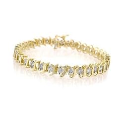 14K Yellow Gold Diamond S-Link Tennis Bracelet (1 cttw, J-K Color, I2-I3 Clarity) - 7"