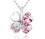 Femme Cristal Collier Tr�fle � Quatre Feuilles Porte-bonheur Cristal et Cha�ne chaine 18 inches en Plaqu� Or Blanc 18 Carats- Pink