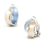 Rodney Holman Boucles dOreilles Courbées En Rhodium Bleue Et Ivoire à Clips