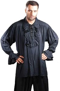 Pirate Gothic Renaissance Medieval Costume Shirt (XX-Large, Black)