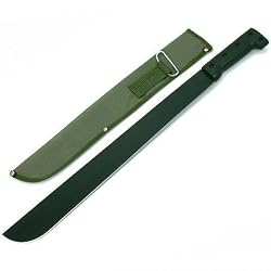 23" Tactical Machete & Sheath Straight Black Blade