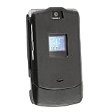 EFORCITY Premium Clip-on Leather Case for Motorola RAZR V3 / V3m / V3c, Black