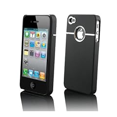 Apple iPhone 4 4G 4S Schutzh�lle Tasche Hard Chrom Case Etui Cover Schutz h�lle IN schwarz