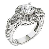 Square CZ Silver Engagement Ring
